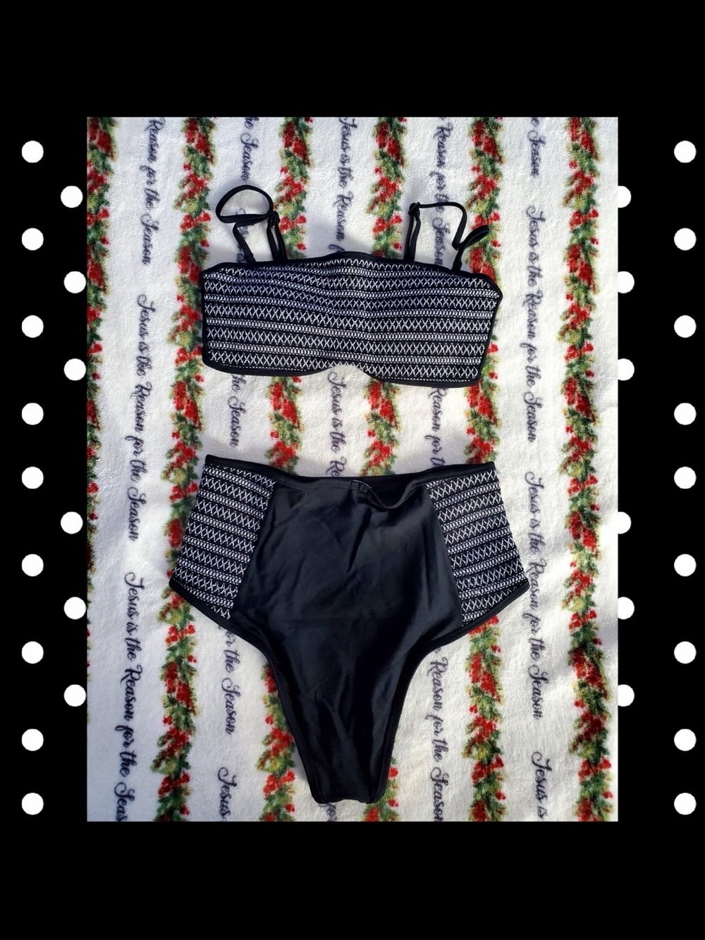 aerie Black and White High-Waist Bikini Set